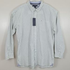 Tommy Hilfiger Green White Plaid Button Down Shirt
